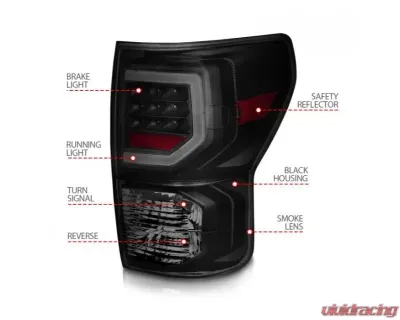 Anzo USA Full LED Tailights Black Housing Smoke Lens G2 (w/C Light Bars) Toyota Tundra 2007-2013 - 311387