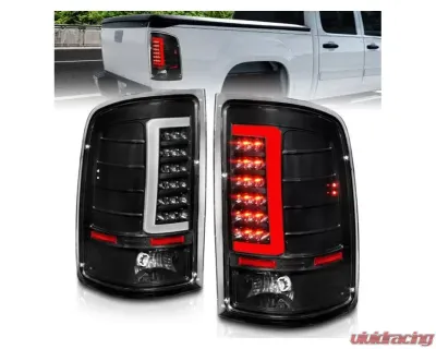 Anzo USA LED Tail Lights w/ Light Bar Black Housing Clear Lens GMC Sierra 2007-2013 - 311388