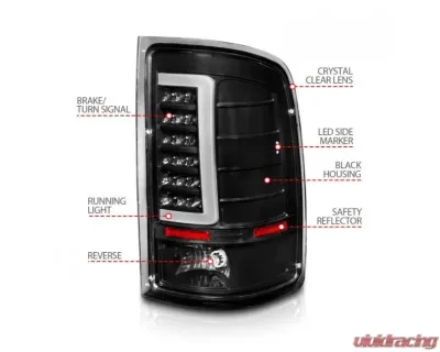 Anzo USA LED Tail Lights w/ Light Bar Black Housing Clear Lens GMC Sierra 2007-2013 - 311388