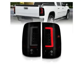 Anzo USA LED Tail Lights w/ Light Bar Black Housing Smoke Lens GMC Sierra 2007-2013