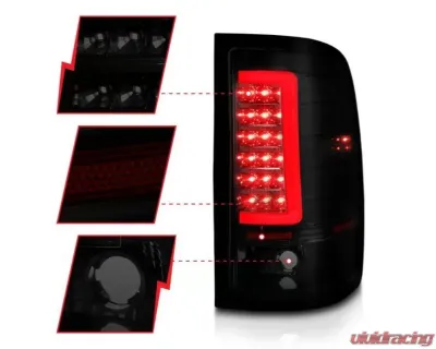Anzo USA LED Tail Lights w/ Light Bar Black Housing Smoke Lens GMC Sierra 2007-2013 - 311389
