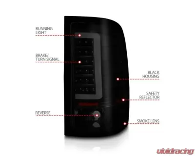 Anzo USA LED Tail Lights w/ Light Bar Black Housing Smoke Lens GMC Sierra 2007-2013 - 311389