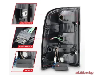 Anzo USA LED Tail Lights w/ Light Bar Black Housing Smoke Lens GMC Sierra 2007-2013 - 311389