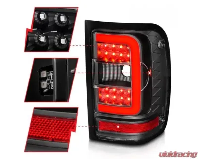 Anzo USA LED Tail Lights w/ Light Bar Black Housing Clear Lens Ford Ranger 2001-2011 - 311390
