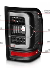 Anzo USA LED Tail Lights w/ Light Bar Black Housing Clear Lens Ford Ranger 2001-2011                                     - 311390 - Image 4