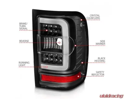 Anzo USA LED Tail Lights w/ Light Bar Black Housing Clear Lens Ford Ranger 2001-2011 - 311390