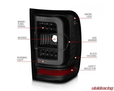 Anzo USA LED Taillights - Black Housing w/ Smoke Lens & Light Bar Ford Ranger 2001-2011 - 311391