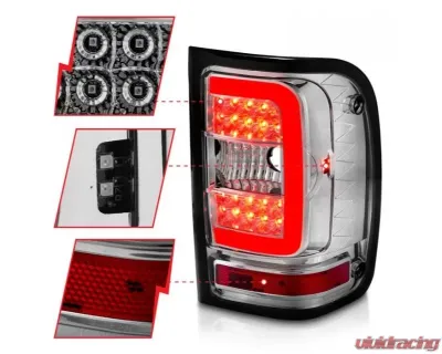 Anzo USA LED Tail Lights w/ Light Bar Chrome Housing Clear Lens Ford Ranger 2001-2011 - 311392