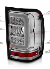 Anzo USA LED Tail Lights w/ Light Bar Chrome Housing Clear Lens Ford Ranger 2001-2011                                     - 311392 - Image 4