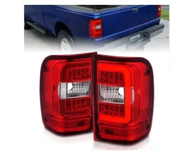 Anzo USA LED Tail Lights w/ Light Bar Chrome Housing Red/Clear Lens Ford  Ranger 2001-2011