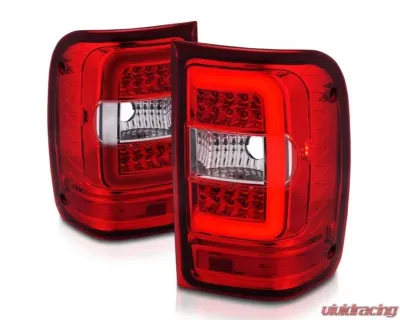Anzo USA LED Tail Lights w/ Light Bar Chrome Housing Red/Clear Lens Ford  Ranger 2001-2011 - 311393