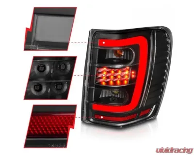 Anzo USA LED Tail Lights w/ Light Bar Black Housing Clear Lens Jeep Grand Cherokee 1999-2004 - 311394