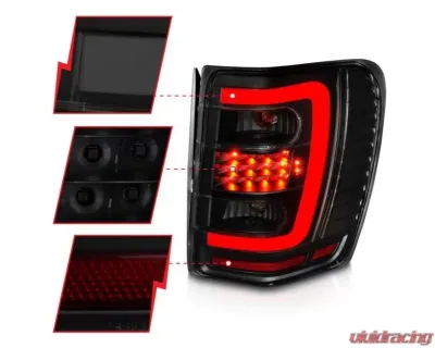 Anzo USA LED Tail Lights w/ Light Bar Black Housing Smoke Lens Jeep Grand Cherokee 1999-2004 - 311395