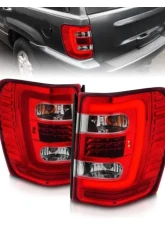 Anzo USA LED Tail Lights w/ Light Bar Chrome Housing Red/Clear Lens Jeep Grand Cherokee 1999-2004                                     - 311396 - Image 7