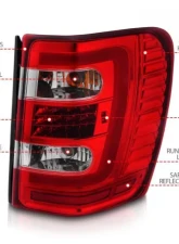 Anzo USA LED Tail Lights w/ Light Bar Chrome Housing Red/Clear Lens Jeep Grand Cherokee 1999-2004                                     - 311396 - Image 3