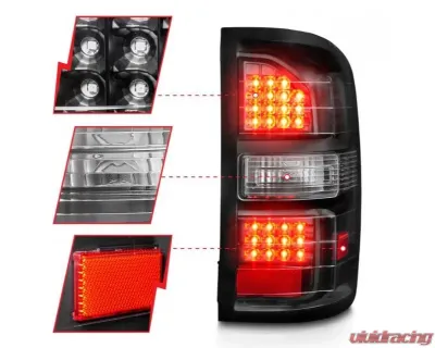 Anzo USA LED Tail Lights Black Housing Clear Lens GMC Sierra 2014-2018 - 311397