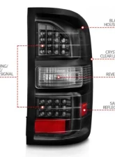 Anzo USA LED Tail Lights Black Housing Clear Lens GMC Sierra 2014-2018                                     - 311397 - Image 3