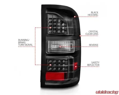 Anzo USA LED Tail Lights Black Housing Clear Lens GMC Sierra 2014-2018 - 311397
