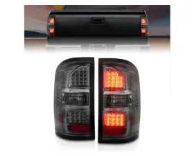 Anzo USA LED Tail Lights Black Housing Smoke Lens GMC Sierra 2014-2018