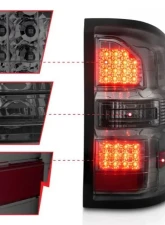 Anzo USA LED Tail Lights Black Housing Smoke Lens GMC Sierra 2014-2018                                     - 311398 - Image 2