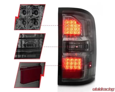 Anzo USA LED Tail Lights Black Housing Smoke Lens GMC Sierra 2014-2018 - 311398