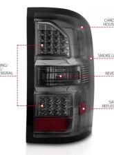 Anzo USA LED Tail Lights Black Housing Smoke Lens GMC Sierra 2014-2018                                     - 311398 - Image 3