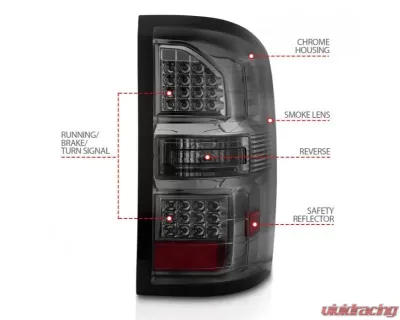Anzo USA LED Tail Lights Black Housing Smoke Lens GMC Sierra 2014-2018 - 311398