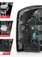 Anzo USA LED Tail Lights Black Housing Smoke Lens GMC Sierra 2014-2018                                     - 311398 - Image 4