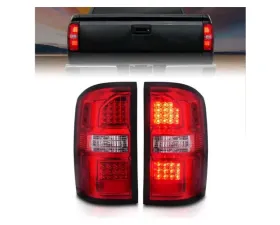 Anzo USA LED Tail Lights Black Housing Red/Clear Lens  GMC Sierra 2014-2018