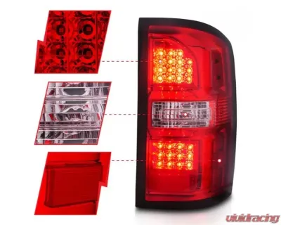Anzo USA LED Tail Lights Black Housing Red/Clear Lens  GMC Sierra 2014-2018 - 311399
