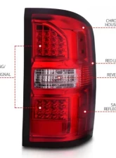 Anzo USA LED Tail Lights Black Housing Red/Clear Lens  GMC Sierra 2014-2018                                     - 311399 - Image 3