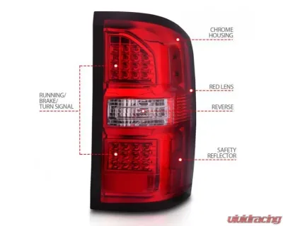 Anzo USA LED Tail Lights Black Housing Red/Clear Lens  GMC Sierra 2014-2018 - 311399