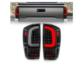 Anzo USA LED Tail Lights - w/ Light Bar Sequential Black Housing & Clear Lens Toyota Tacoma 2016-2021