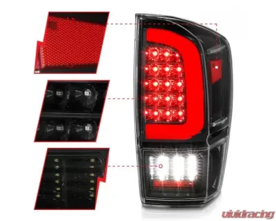 Anzo USA LED Tail Lights - w/ Light Bar Sequential Black Housing & Clear Lens Toyota Tacoma 2016-2021 - 311400