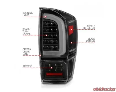Anzo USA LED Tail Lights - w/ Light Bar Sequential Black Housing & Clear Lens Toyota Tacoma 2016-2021 - 311400