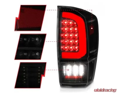 Anzo USA LED Tail Lights - w/ Light Bar Sequential Black Housing & Smoke Lens Toyota Tacoma 2016-2020 - 311401
