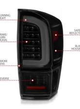 Anzo USA LED Tail Lights - w/ Light Bar Sequential Black Housing & Smoke Lens Toyota Tacoma 2016-2020                                     - 311401 - Image 4