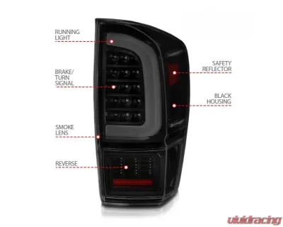 Anzo USA LED Tail Lights - w/ Light Bar Sequential Black Housing & Smoke Lens Toyota Tacoma 2016-2020 - 311401
