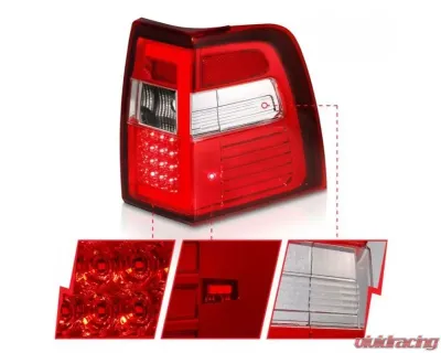 Anzo USA LED Taillights w/ Light Bar Chrome Housing Red/Clear Lens Ford Expedition 2007-2017 - 311410