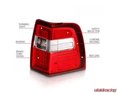 Anzo USA LED Taillights w/ Light Bar Chrome Housing Red/Clear Lens Ford Expedition 2007-2017 - 311410
