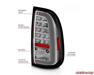 Anzo USA LED Taillights w/ Light Bar Chrome Housing Clear Lens Toyota Tundra 2000-2006 - 311413