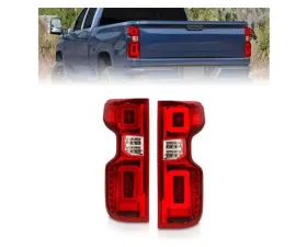 Anzo USA Full LED Tailights Chrome Housing Red/Clear Lens G2 (w/C Light Bars) Chevrolet Silverado 1500 2019-2021