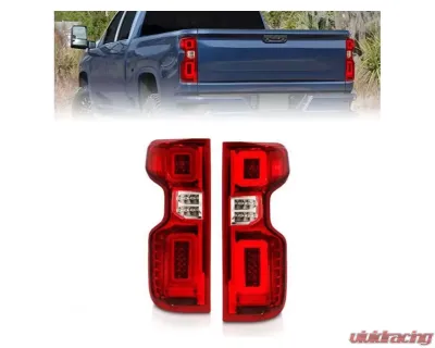Anzo USA Full LED Tailights Chrome Housing Red/Clear Lens G2 (w/C Light Bars) Chevrolet Silverado 1500 2019-2021 - 311416