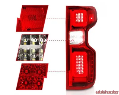 Anzo USA Full LED Tailights Chrome Housing Red/Clear Lens G2 (w/C Light Bars) Chevrolet Silverado 1500 2019-2021 - 311416