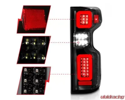 Anzo USA Full LED Tailights Black Housing Clear Lens G2 (w/C Light Bars) Chevrolet Silverado 1500 2019-2021 - 311417
