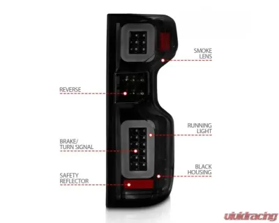 Anzo USA Full Led Tail Lights Black Housing Smoke Lens Chevrolet Silverado 1500 2019-2021 - 311418