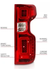 Anzo USA Full LED Tailights Chrome Housing Red Lens G2(w/C Light Bars) Chevrolet Silverado 1500 2019-2021                                     - 311419 - Image 4