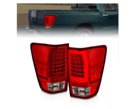 Anzo USA Full LED Tailights Chrome Housing Red/Clear Lens Nissan Titan 2004-2015