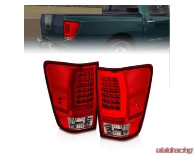 Anzo USA Full LED Tailights Chrome Housing Red/Clear Lens Nissan Titan 2004-2015 - 311422