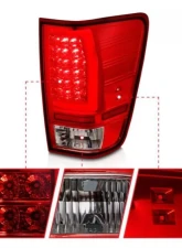 Anzo USA Full LED Tailights Chrome Housing Red/Clear Lens Nissan Titan 2004-2015                                     - 311422 - Image 3